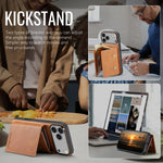 iPhone 17 Series MagSafe Leather Case with 5-Card Holder Stand
