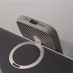 Carbon Fiber Magnetic Ring Kickstand MagSafe Case for iPhone 16 Series