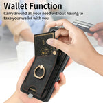 Leather Card Holder Case with 360° Rotating Ring Kickstand for Samsung Galaxy S26 Series