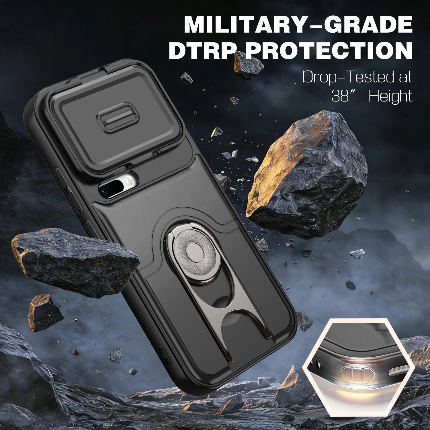 Rugged Case with Ring Stand and Lens Cover for Xiaomi 17 Series