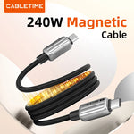 CABLETIME 240W Magnetic USB-C to USB-C Fast Charging Cable