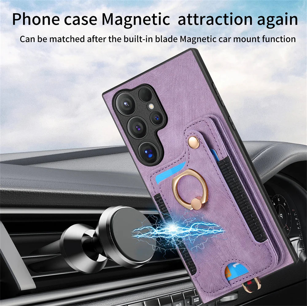 Samsung Galaxy S25 Series Wallet Case with Wrist Strap