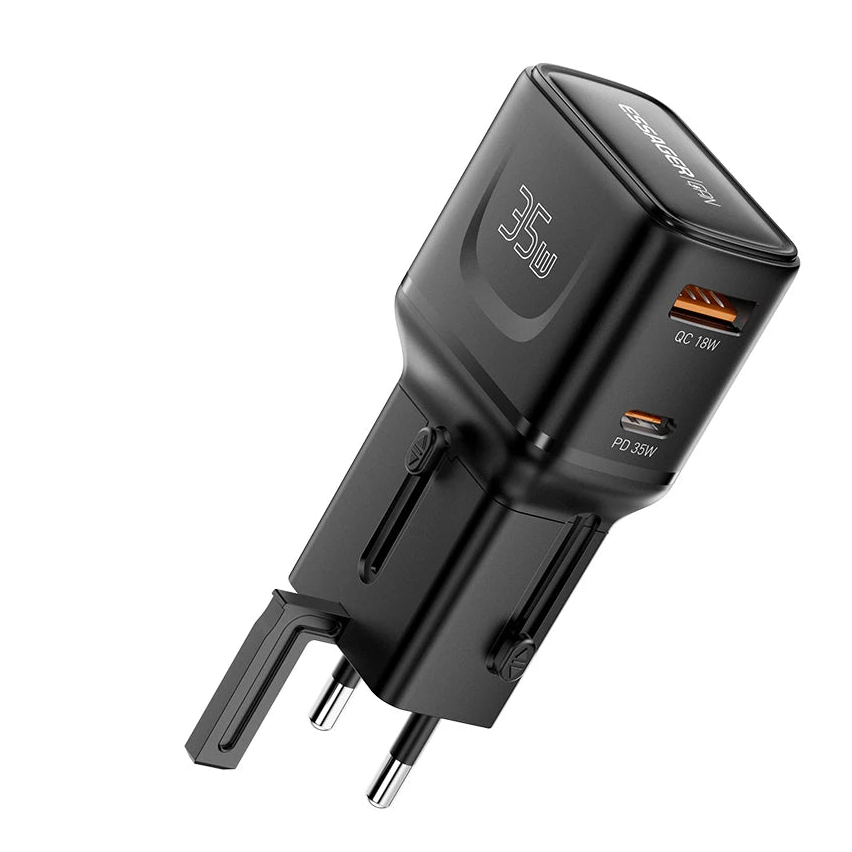 Essager 35W GaN International Travel Adapter with Dual USB-C Fast Charging Ports