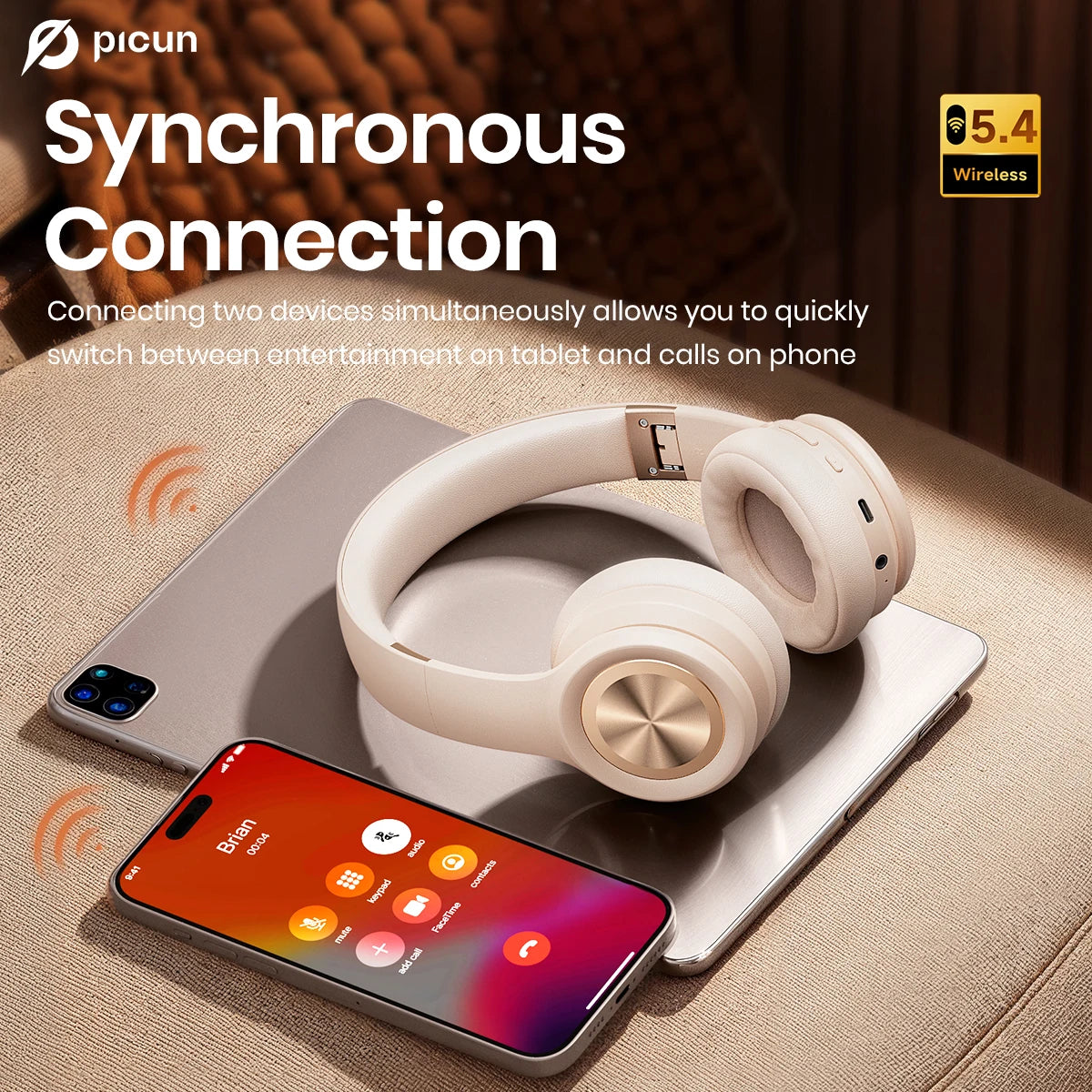 Picun Solo6 Bluetooth 5.4 Foldable Headset
