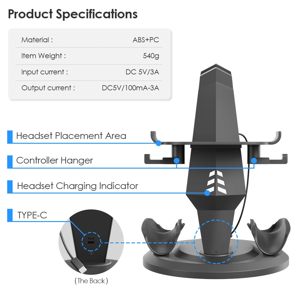 Charging Dock & Controller Holder for Meta Quest 3