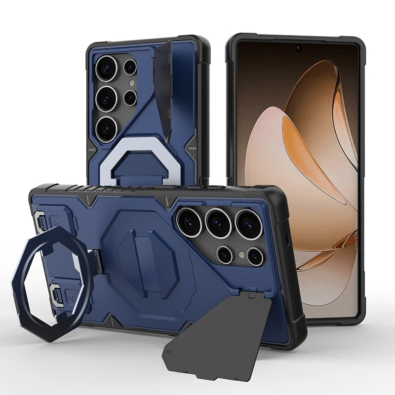 Modern Hybrid Armor Case with Privacy Lens Shield & Multi-Stand for Samsung Galaxy S26 Series