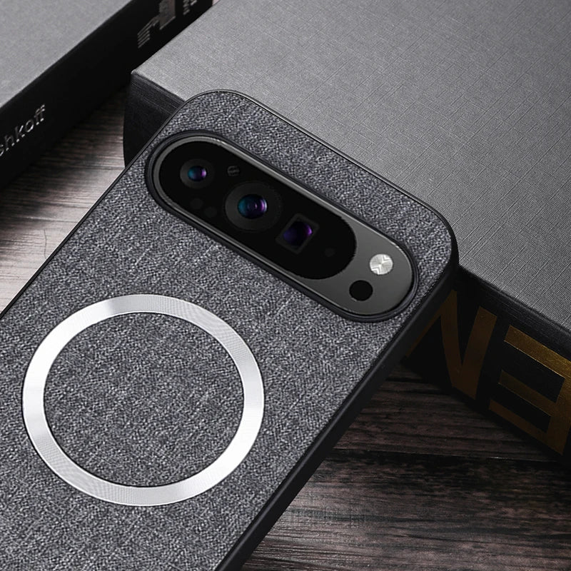 Fabric Cloth Texture Magnetic Case for Google Pixel 9 Series