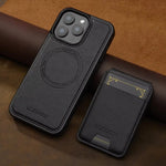 Luxury Leather MagSafe Case for iPhone 15 Series with Removable Card Pouch