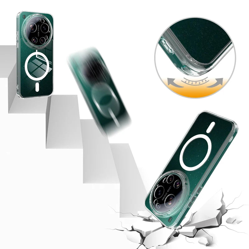 Transparent Shockproof Case with Magnetic Ring Attachment System for Xiaomi 17 Ultra