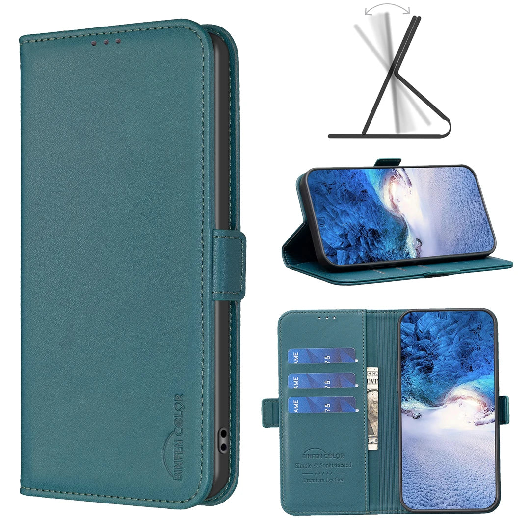 Shockproof Leather Folio Case with Card Slots for iPhone 17 Series