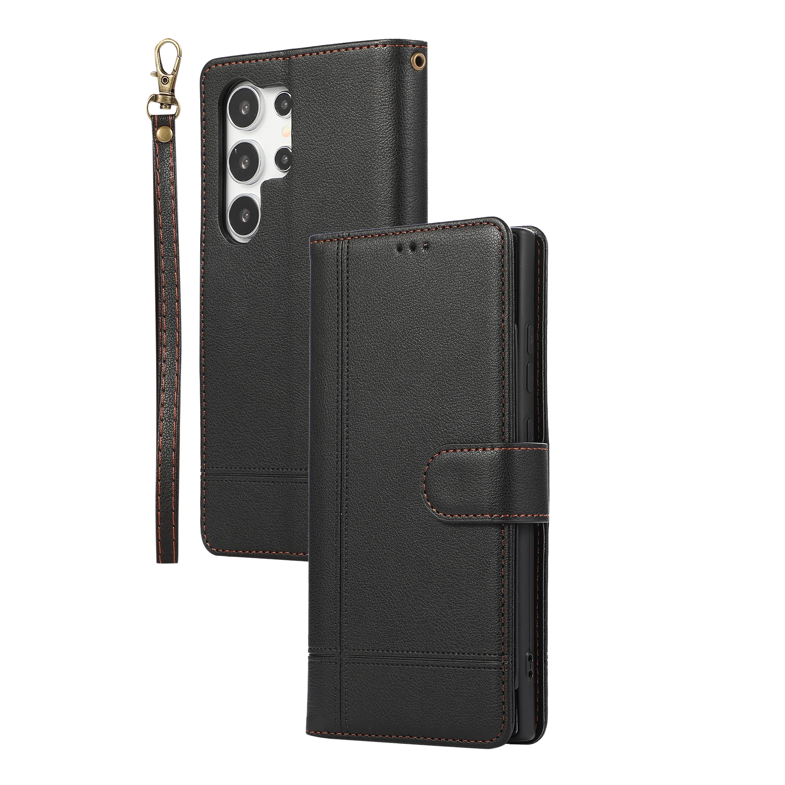Crossbody Mirror Card Slot Wallet Leather Case for Samsung Galaxy S24 Series