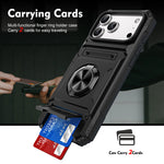 iPhone 17 Series Armor Protective Magnetic Case with Metal Ring Stand & Card Holder Back