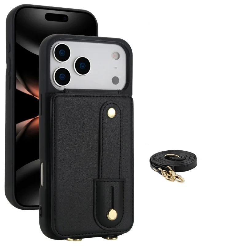 Premium PU Leather Stand Wallet Case for iPhone 17 Series