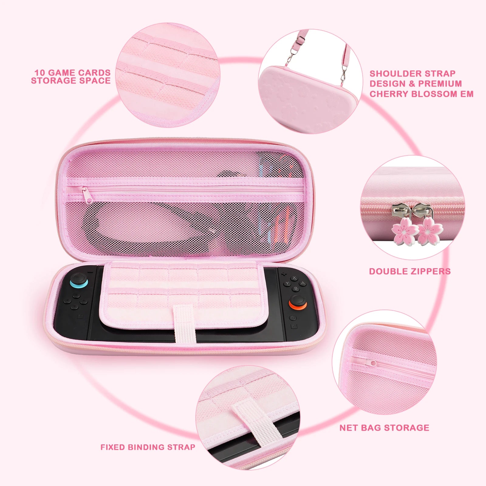 Nintendo Switch 2 Pink Travel Case with Screen Protector Kit