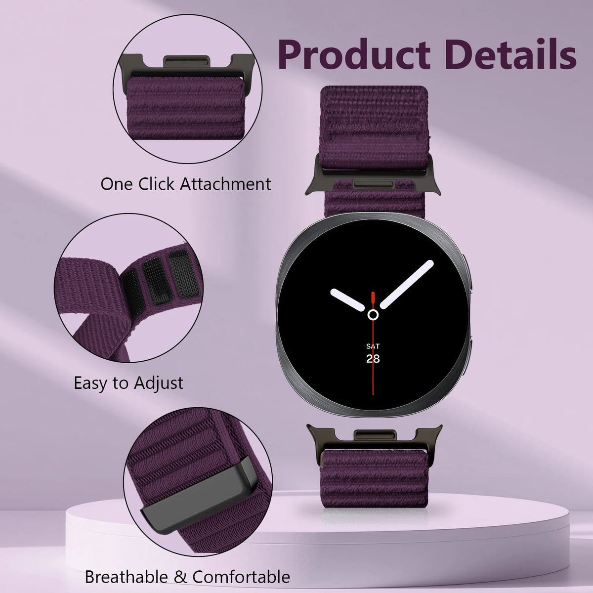 Nylon Watch Band with One-Click Attachment Mechanism for Samsung Galaxy Watch 9