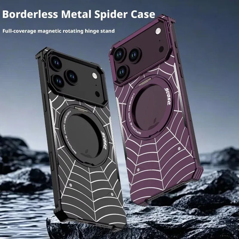 Metal Frame MagSafe Case with 360° Rotating Ring Stand for iPhone 17 Series