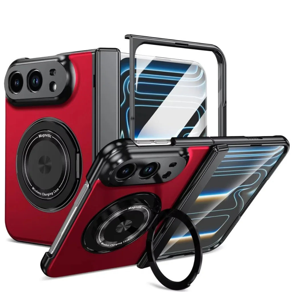 Shockproof Hard PC MagSafe Case with 360° Rotating Ring Stand for iPhone Duo