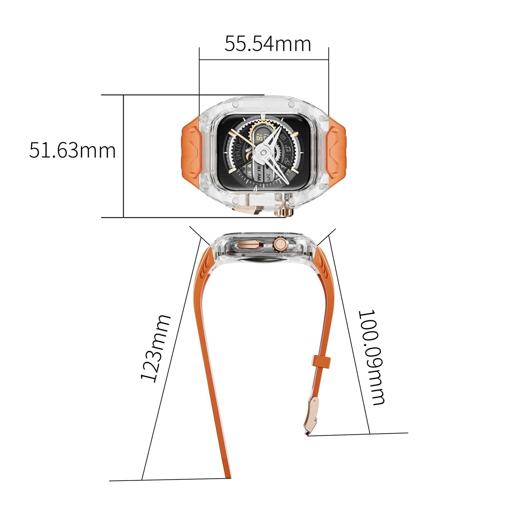Luxury Transparent Case with Integrated Strap for Apple Watch