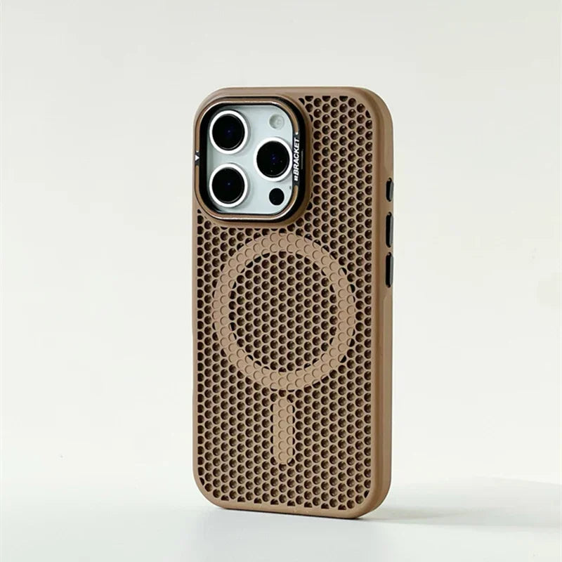 Shockproof Honeycomb Cooling MagSafe Case with Metal Lens Bracket for iPhone 15 Series