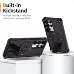 Shockproof Armor MagSafe Case with Invisible Fold Stand for Samsung Galaxy S25 Edge