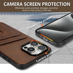 Premium Leather Protective Case with Card Holder Pocket for iPhone 16 Series