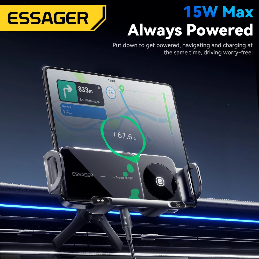 Essager 15W Fold Screen Car Wireless Charger