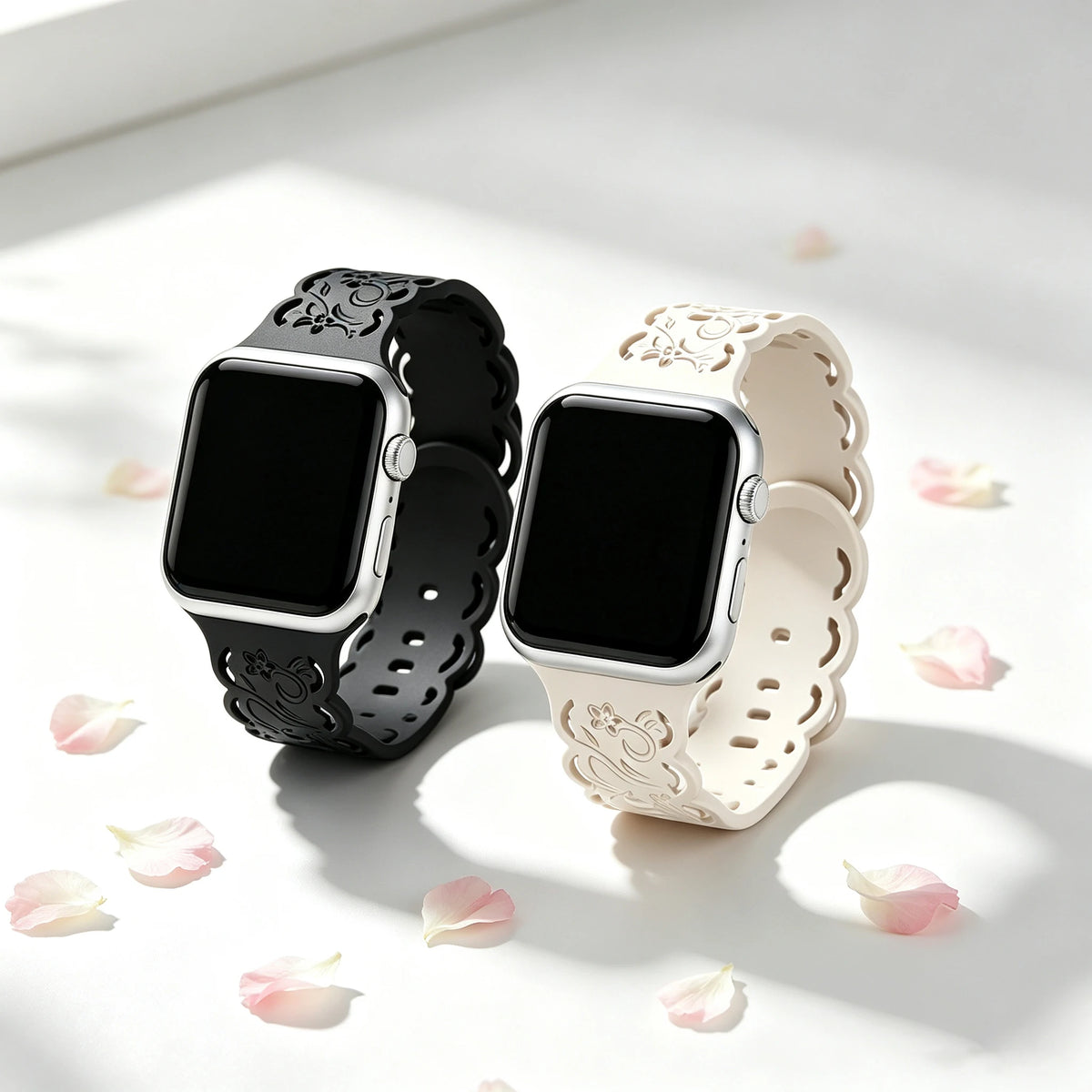 Silicone Floral Engraved Band with Scalloped Edges for Apple Watch