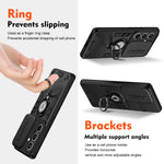 TPU Sliding Camera Shield Case with 360° Rotatable Ring Kickstand for Samsung Galaxy S25 Series