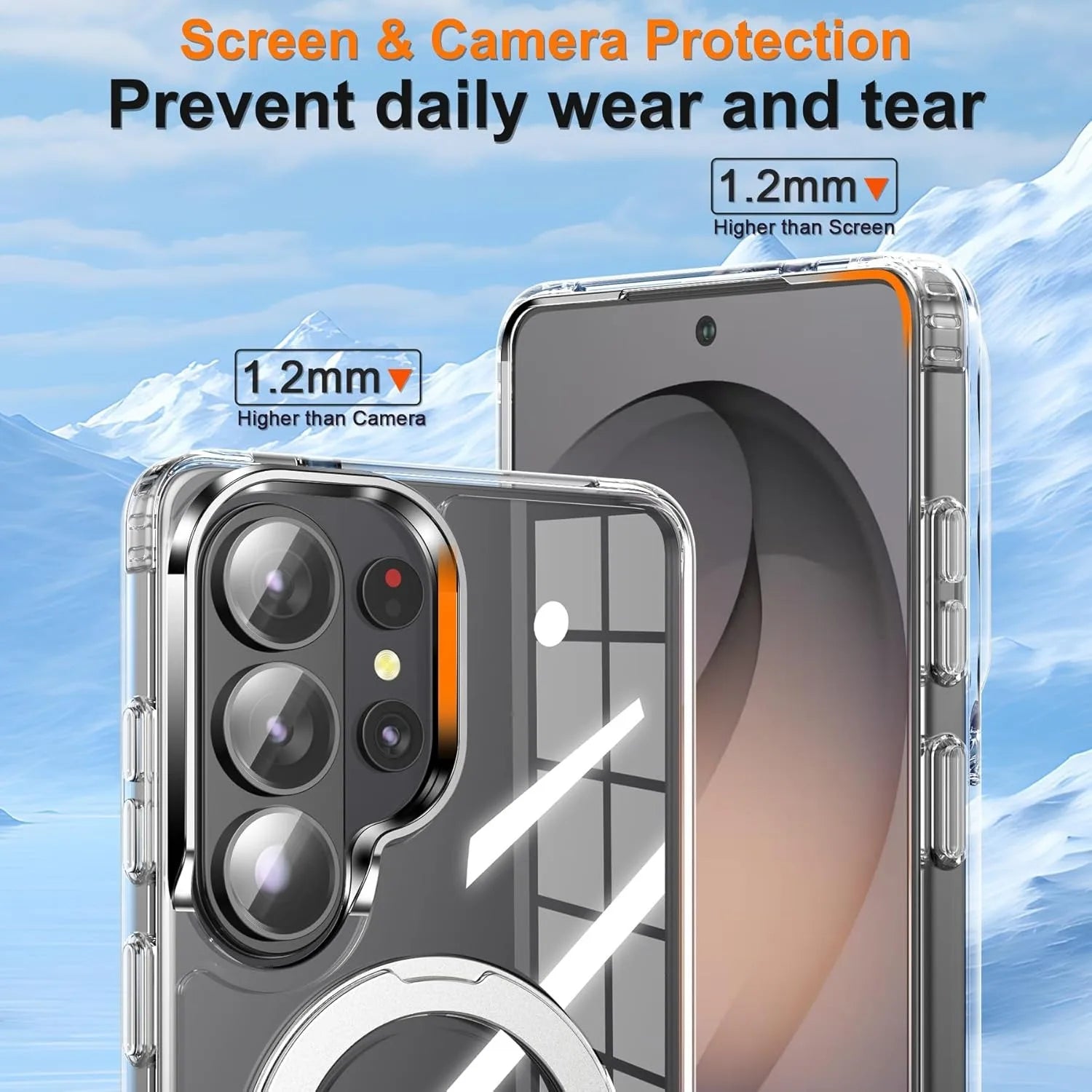 Clear Magnetic Case with 360° Rotating Stand for Samsung Galaxy S26 Series