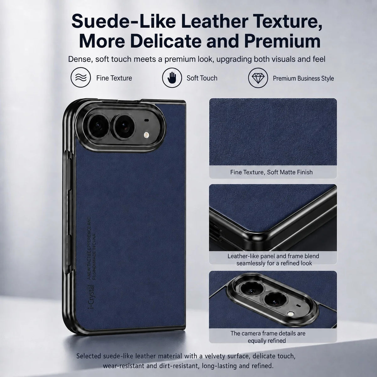 Matte Vegan Leather Case with Camera Protection for iPhone Duo