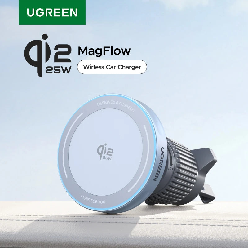 UGREEN MagFlow Qi2 25W Magnetic Car Wireless Charger