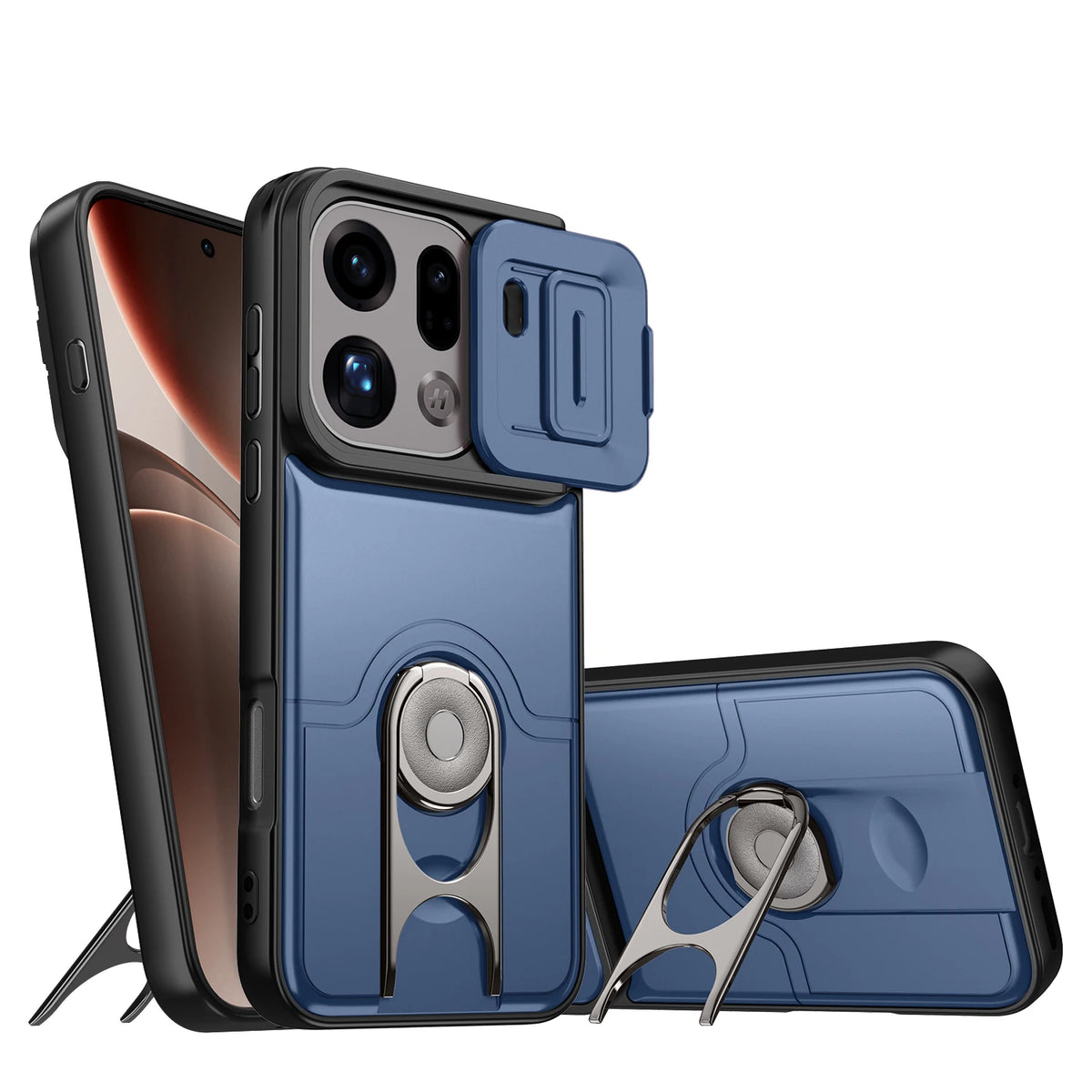 Shockproof Dual-Layer Case with Slide Lens Cover for OPPO Find X9 Series