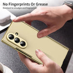 Samsung Galaxy Z Fold7 Matte Leather Case with Gold Edges & Durable Film