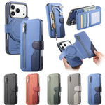 Shockproof Leather Flip Case with Detachable Zipper Wallet for iPhone 17 Series