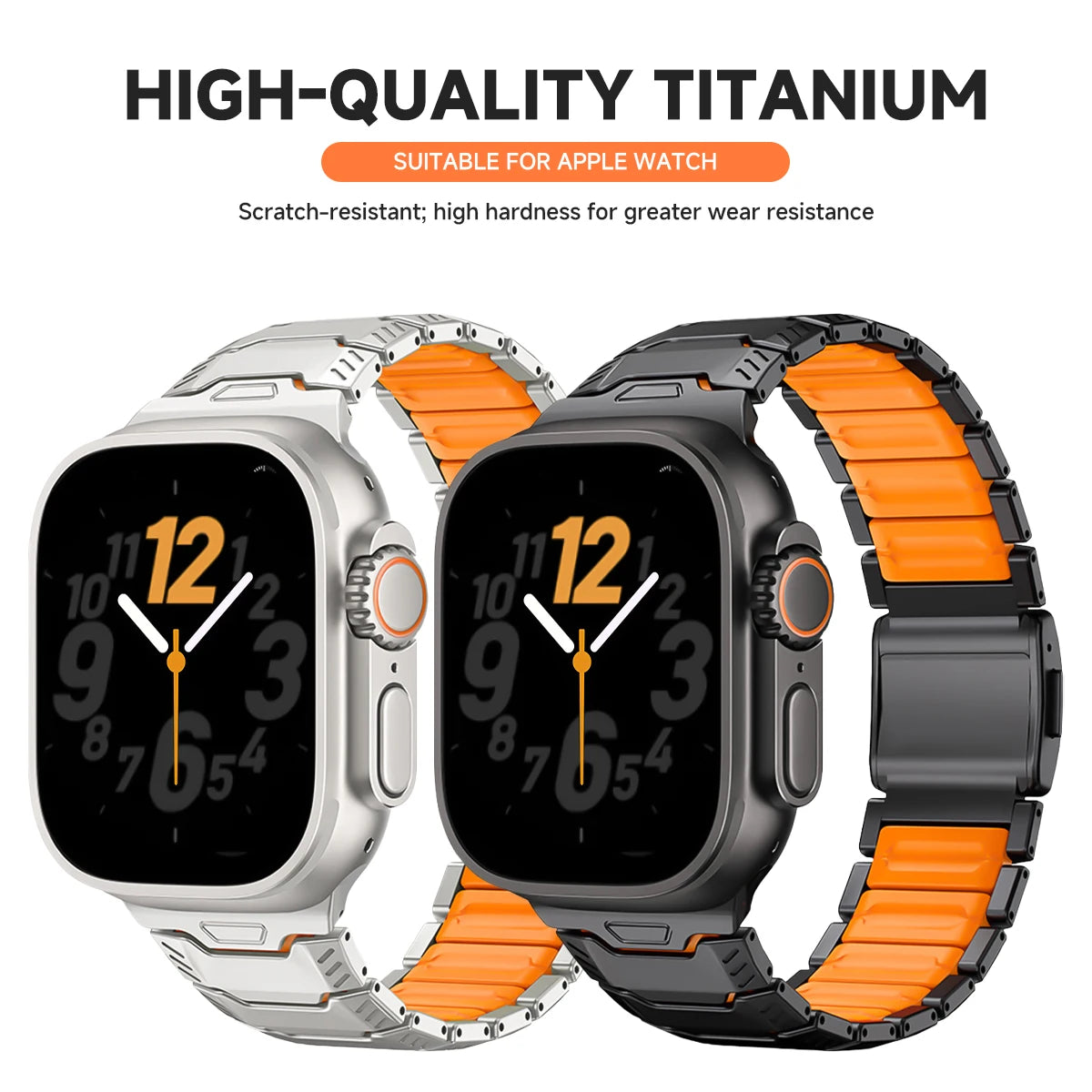 Titanium Articulated Link Band with Magnetic Buckle for Apple Watch