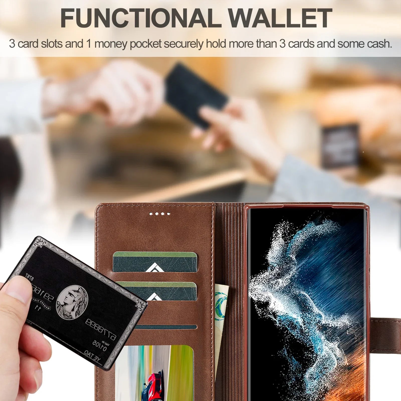 Premium Leather Flip Wallet Case for Samsung Galaxy S25 Series