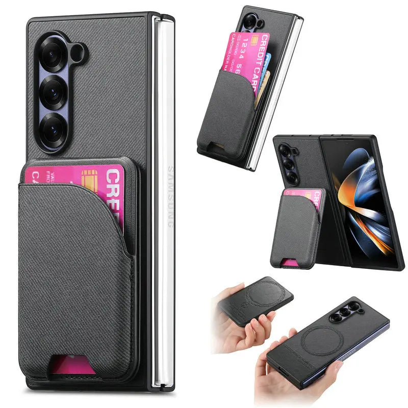 Samsung Galaxy Z Fold 7 Luxury Magnetic Leather Case with Card Holder