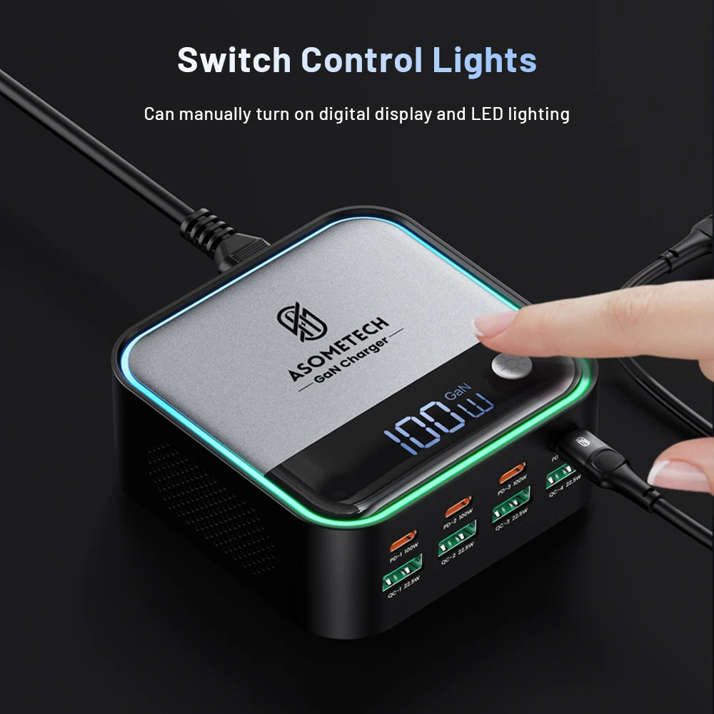 Asometech 100W 8-Port GaN USB-C Charging Station