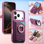 iPhone 17 Series Leather Wallet Case with Ring Holder and Kickstand