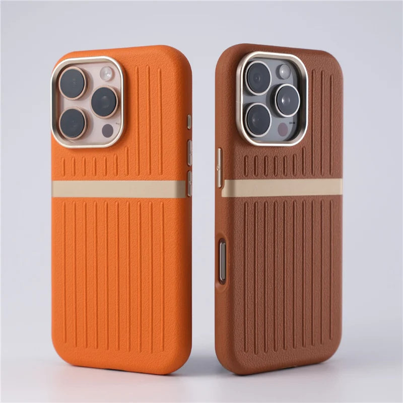 Elegant Suitcase Style PU Leather MagSafe Case for iPhone 16 Series