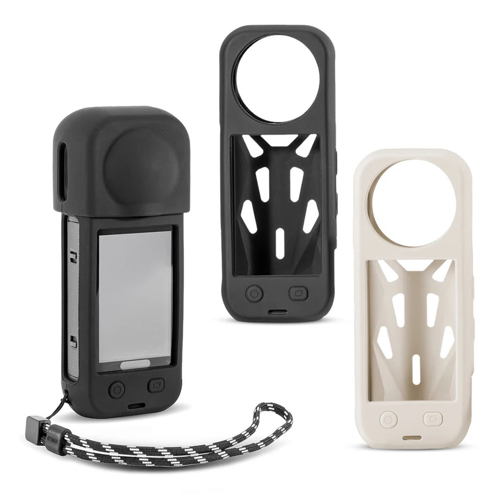 Insta360 X5 Silicone Camera Case with Lens Cap and Cooling Design