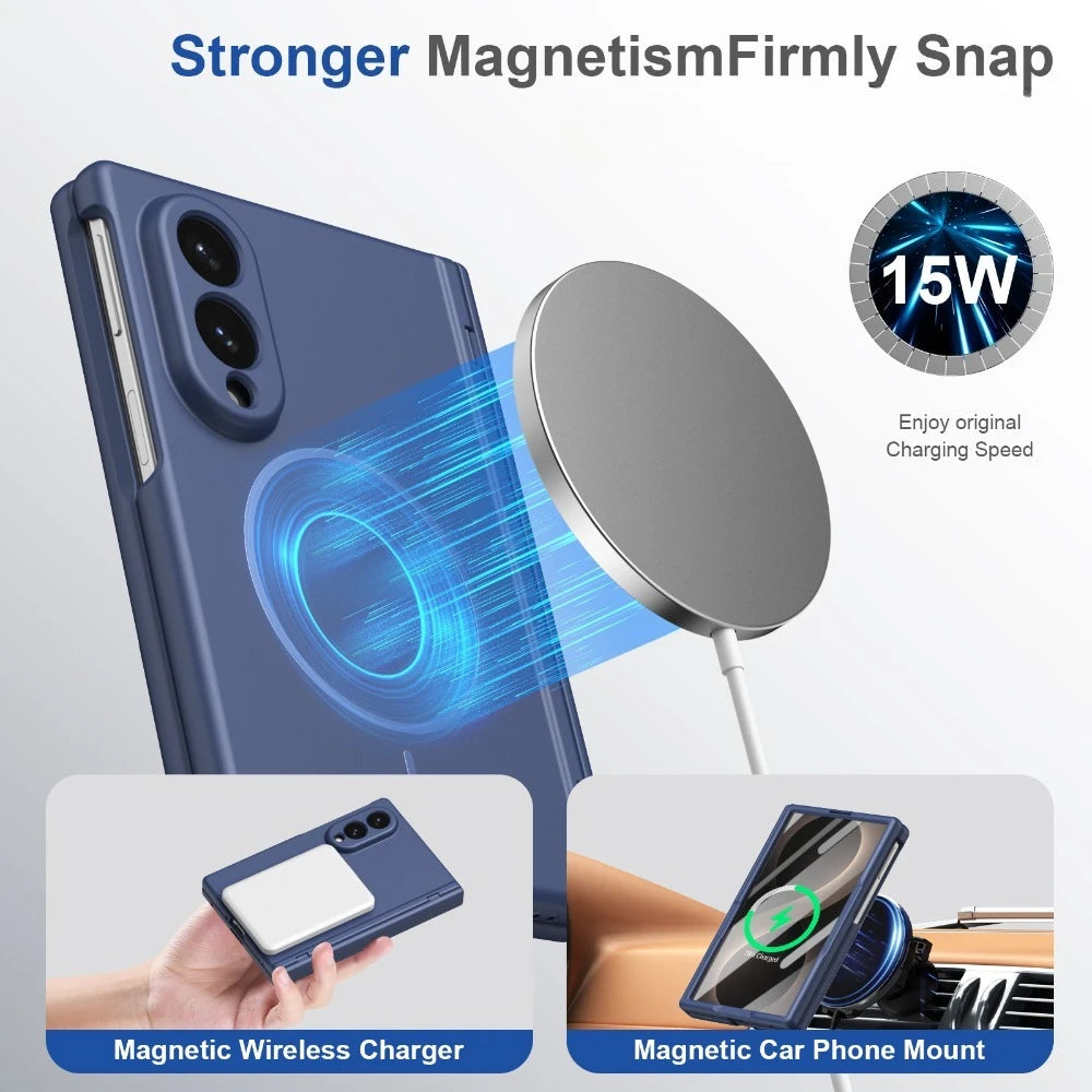 Frosted Hinge Protection Case with Magnetic Ring for Samsung Galaxy Z Fold 8