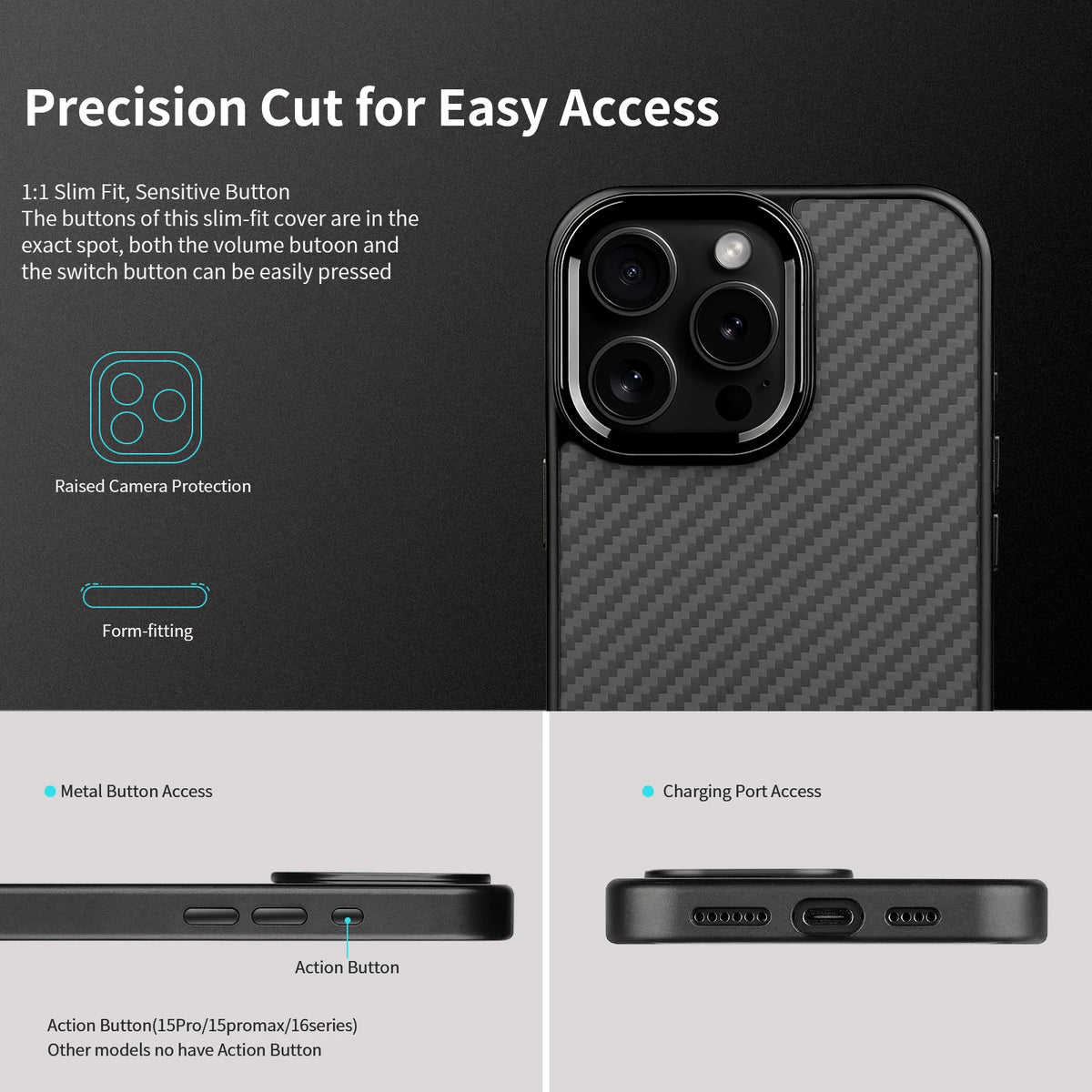 Aramid Fiber MagSafe Case with Wireless Charging for iPhone 15 Series