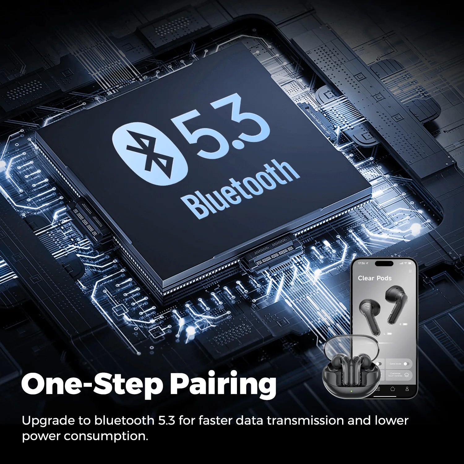 SoundPEATS Clear Pods Bluetooth Earbuds