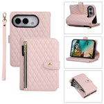 Quilted Leather Crossbody Lanyard Case with 9-Card Wallet for iPhone Duo
