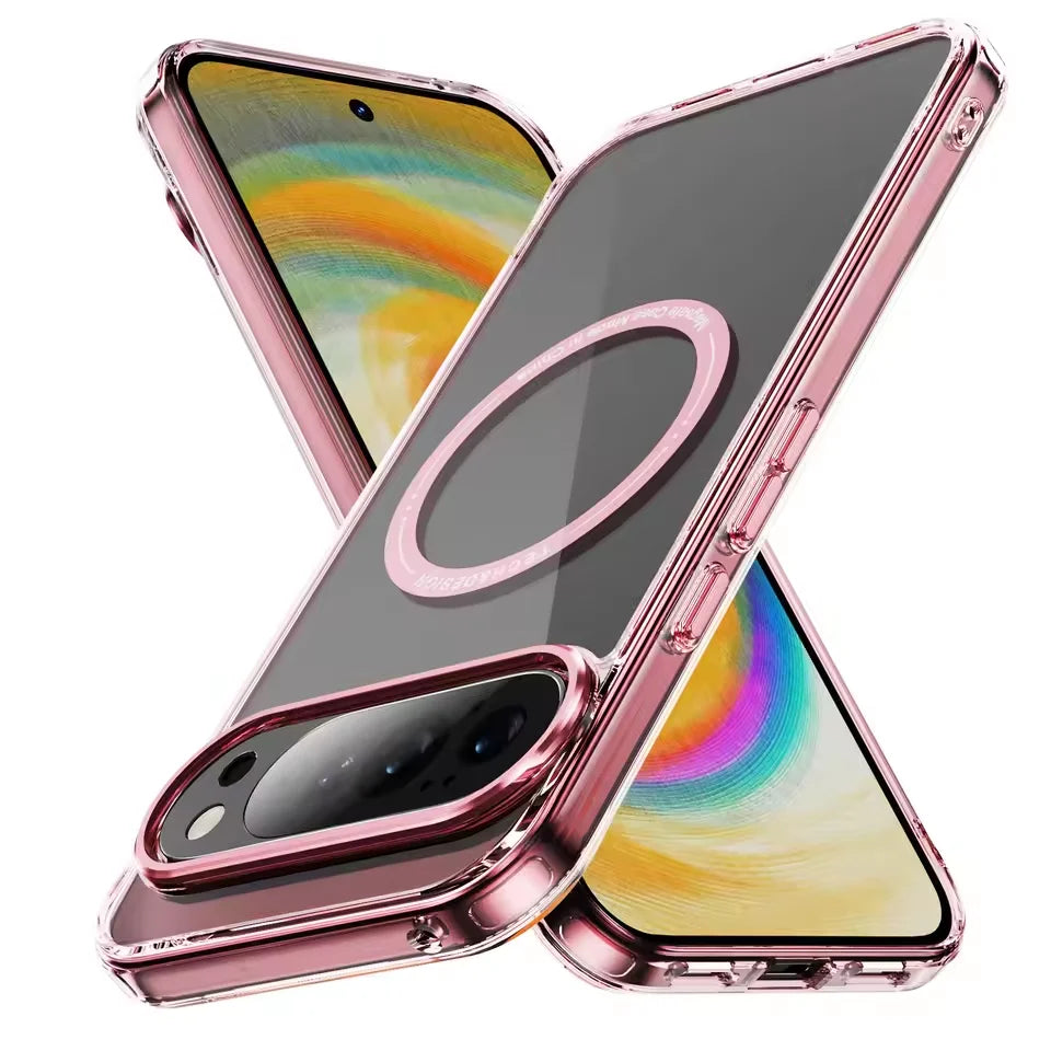 Google Pixel 10 Series Transparent Magnetic Case with Metal Buttons