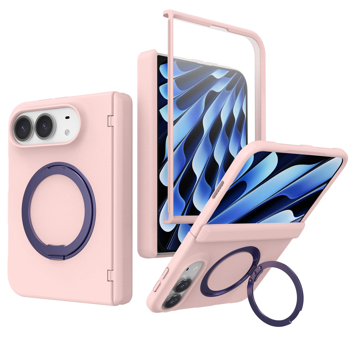 MagSafe Foldable Case with 360° Rotating Kickstand Ring for iPhone Duo