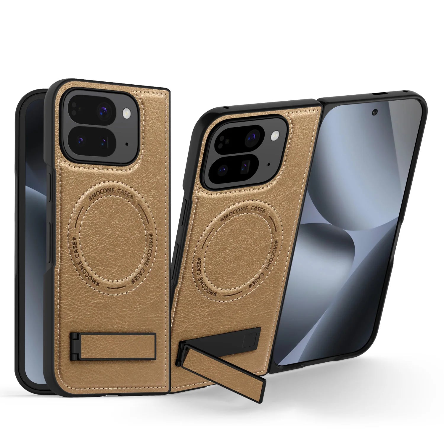 Google Pixel 10 Pro Fold Protective Leather Magnetic Case with Kickstand