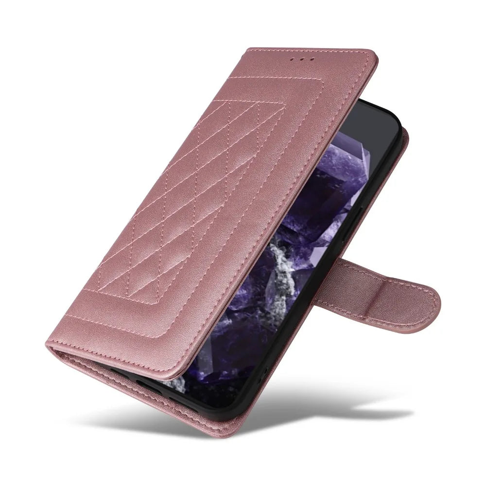 Google Pixel 9 Leather Flip Wallet Case with Wrist Strap & Card Holder