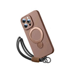 iPhone 16 Series Silicone MagSafe Case with Rotating Ring Holder Stand